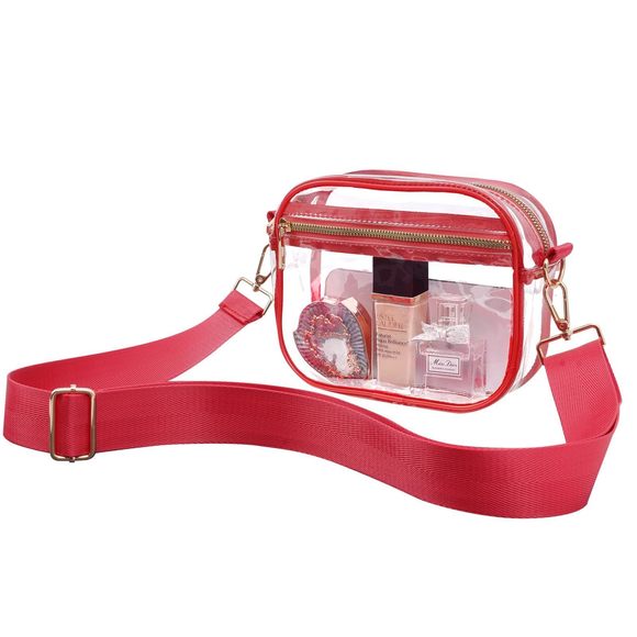 Clear Bag Stadium Aroved, Leather Clear Crossbody Purse Bag Concerts T_T - Picture 1 of 7